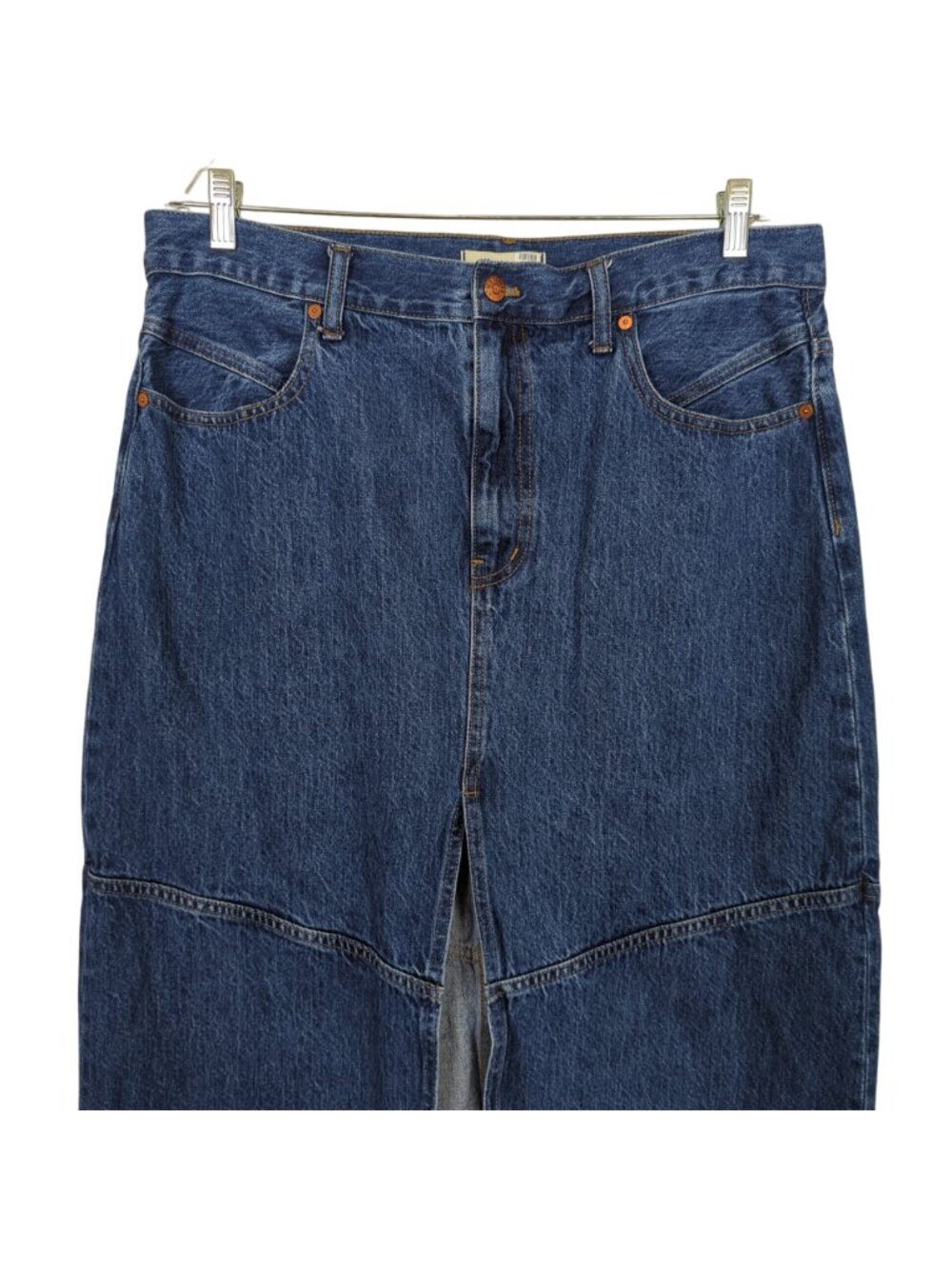 Madewell Denim Cotton Skirt Women’s Size 32 High Rise Front Slit Midi Blue Jean - Picture 4 of 12